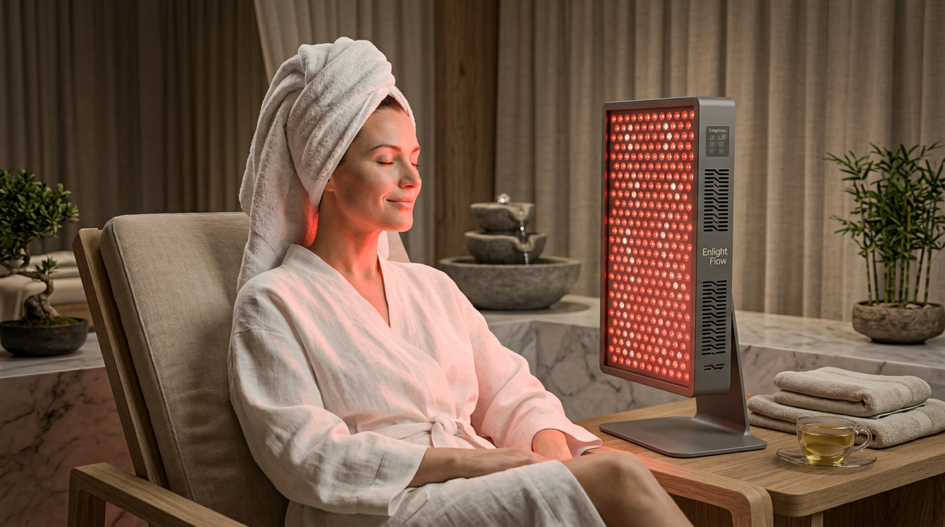 Red light therapy in wellness spa setting