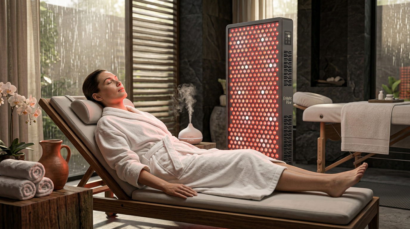 Relaxing spa session with red light therapy