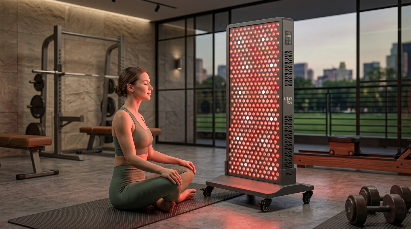 Yoga and meditation with red light therapy